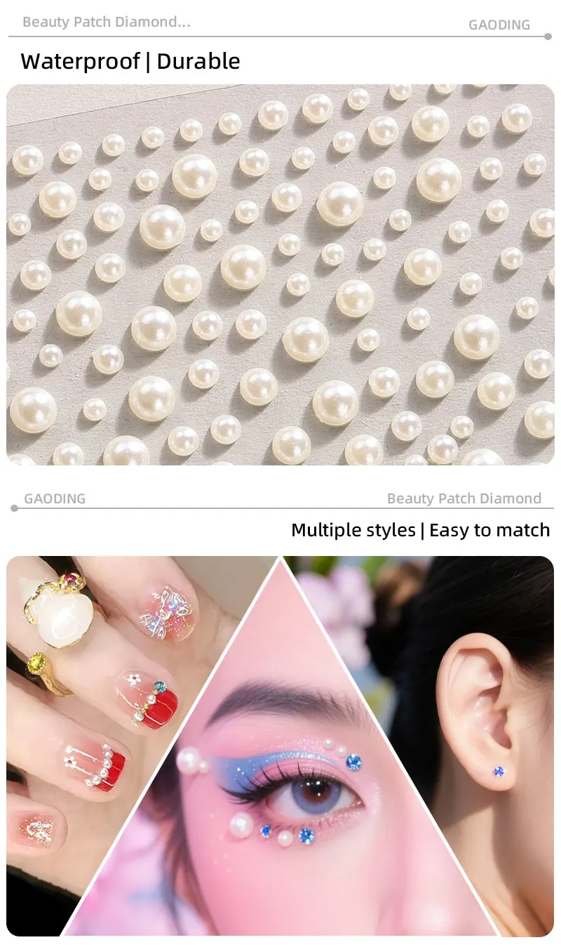 New Trends Bling Shiny Press-On Gems Rhinestone Sticker Face Jewels for Gala Makeup Made of Resin with Jelly Back factory