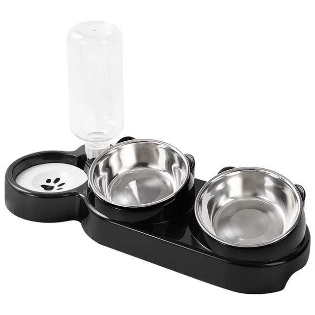 Cat and Dog Double Bowl Anti-Overturning Pet Supplies with Protection Neck for Food and Water Serving