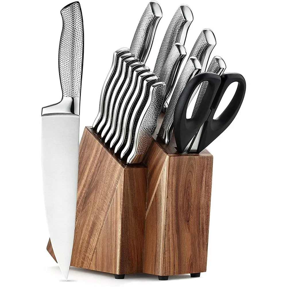 Professional Paring Utility Slicing Bread Santoku Chef Knife Set Hollow