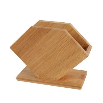 Creative Custom Logo Bamboo Tissue Box Napkin Holder for Restaurant Home Kitchen Dining Table Storage