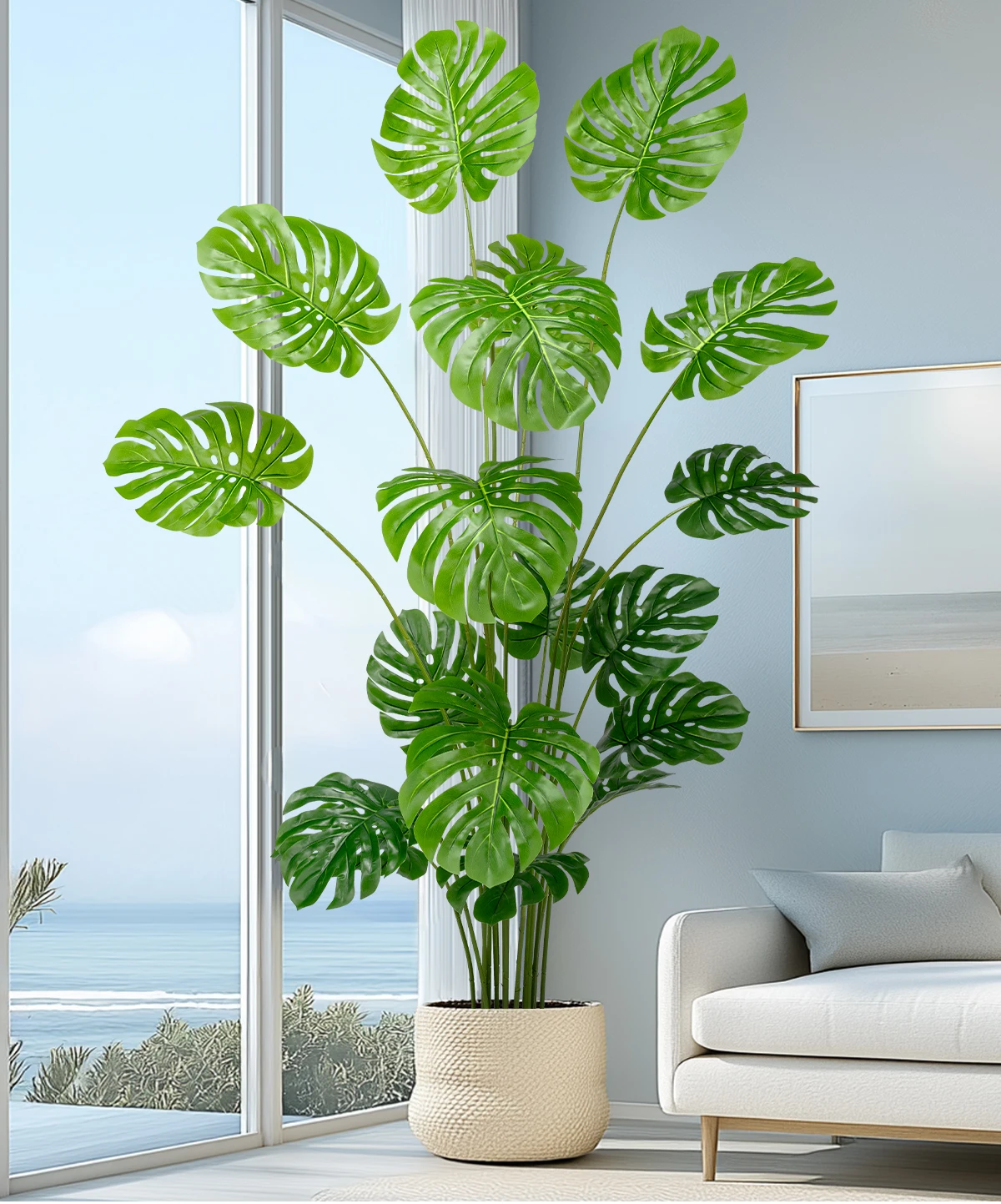 Monstera Deliciosa Artificial Indoor/Outdoor Green Grass Tree Big PE Plastic Faux Design for Home Easter Occasions Office factory