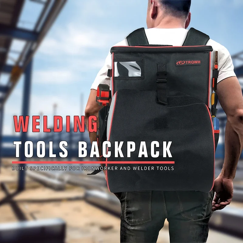 TRQ Factory Custom Welder Backpack Welding Tool Bags with Helmet Pouch Welding Tools Backpack