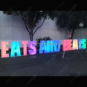 Custom New Years Event Supplies Party Decoration Plastic Glowing RGB Big Letter Decor Light