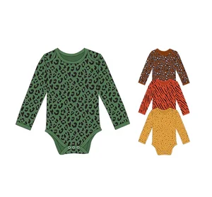 2026 New Fashion Newborn Bodysuit Leopard Spring Milk Silk Baby Onesie Long Sleeve Baby Rompers