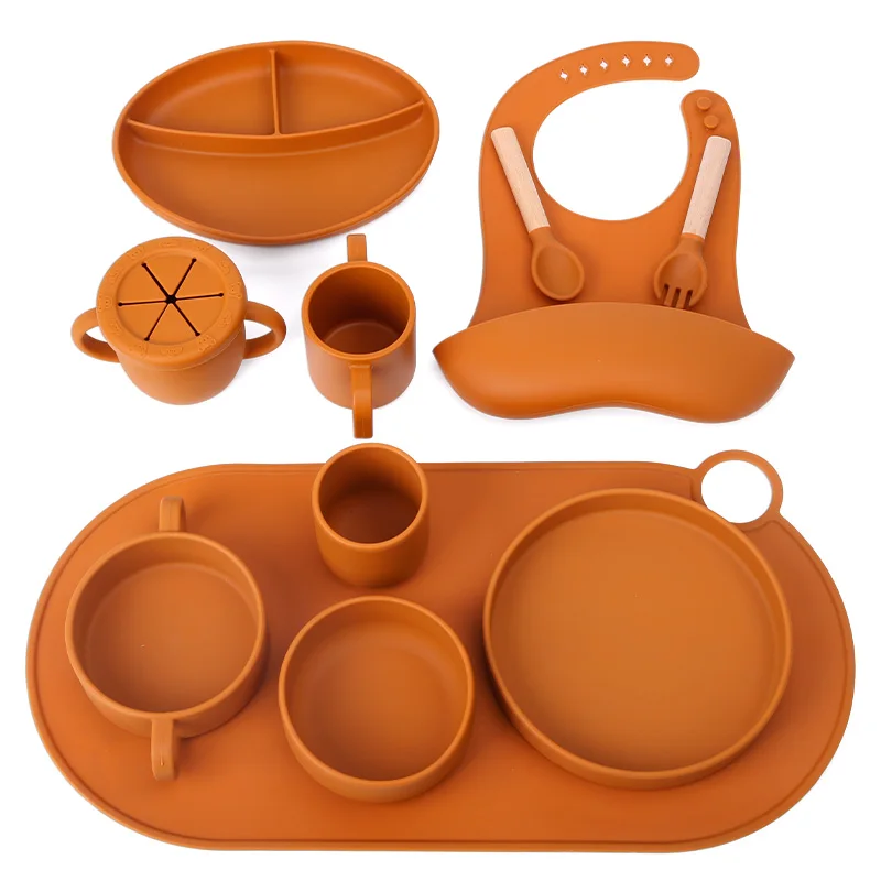 Kids Toddlers Weaning Eating Set Suction Silicone Baby Feeding Set