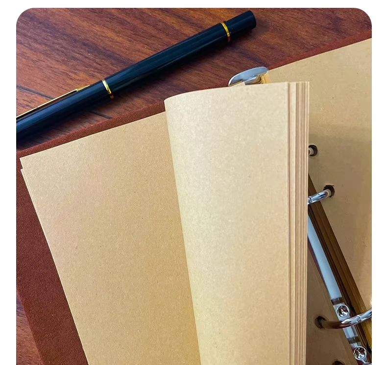 A6 vintage leather cover journals handmade travel kraft paper blank notebook