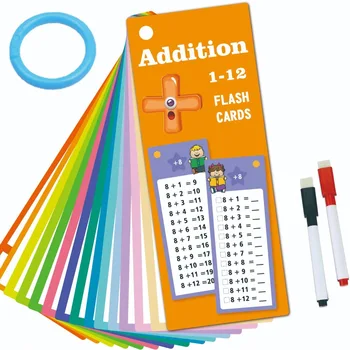 Reusable Math Flash Cards with Pen, Educational Addition and Subtraction Flash Cards, Multiplication and Division Learning Toy