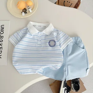 Sports Tourism Stylish 100% Cotton Boys' Clothing Set Quick Dry O-Neck Compressed Summer for Boys