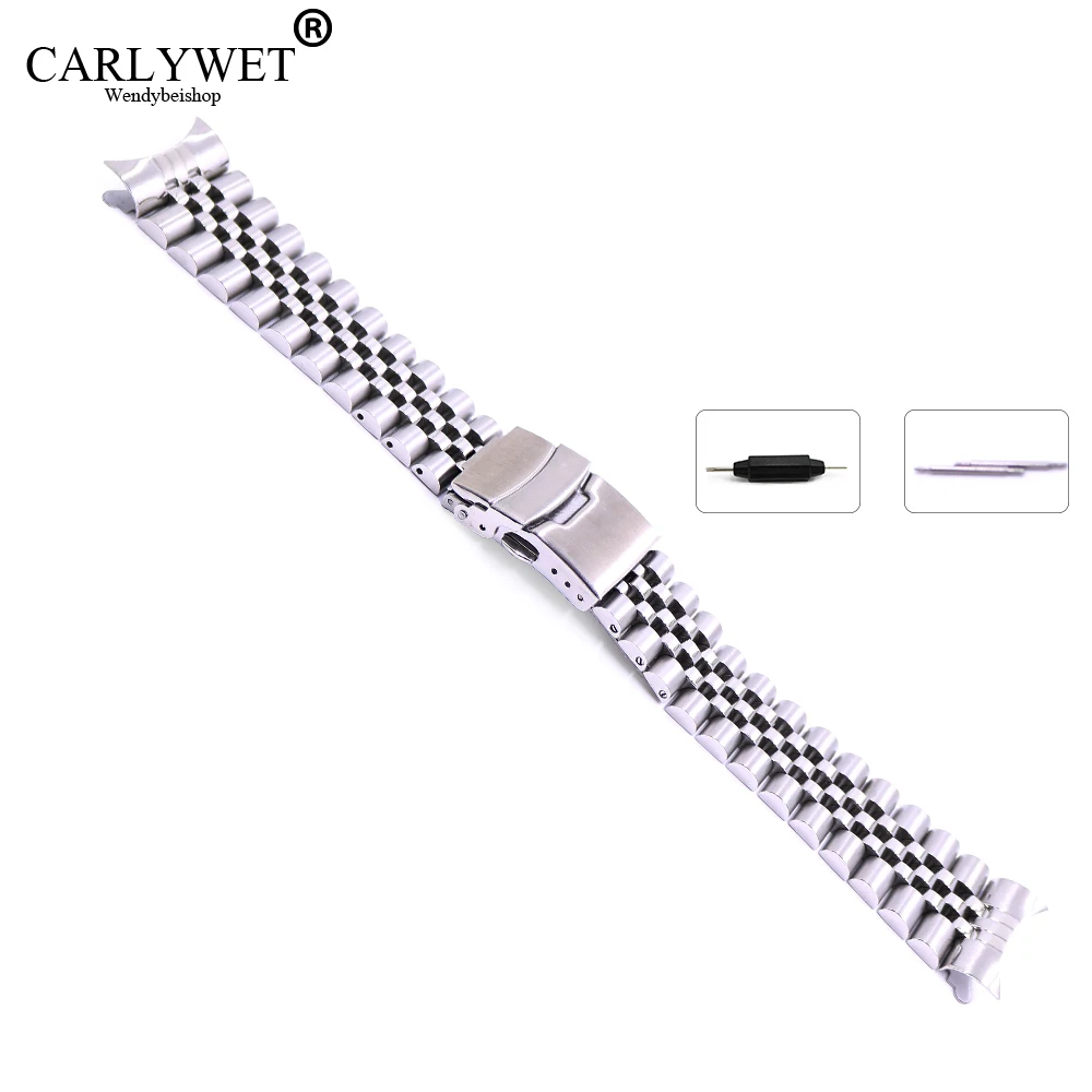 Rolamy 22mm Silver Jubilee Solid Screw link Hollow CurvedEnd Watch