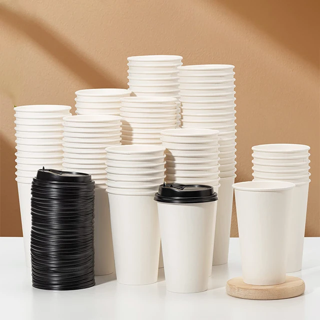 FULING Custom Printed logo Disposable Recycle 4oz 8oz 9oz 10oz 14 oz 16oz Double Ripple Wall Coffee Paper Cups with