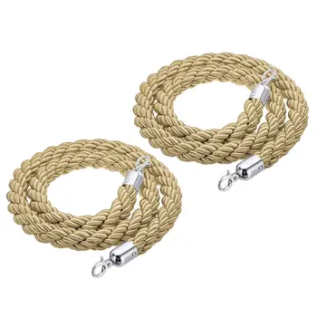 2 Pack 1.5m/5Ft Barrier Rope Twisted Post Ropes with Snap Hooks for Posts Stands Queue Divider Crowd Control of Hotel