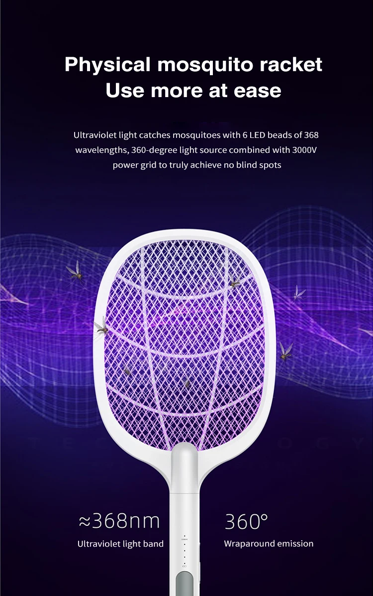 Rechargeable Electric Mosquito Killer Bug Zapper Fly Swatter Best Mosquito Racket for Indoor Outdoor Pest Control