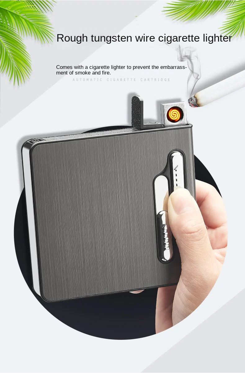 Custom 20 Cigarette Pack Box Ejecetion Holder Dual Arc Windproof