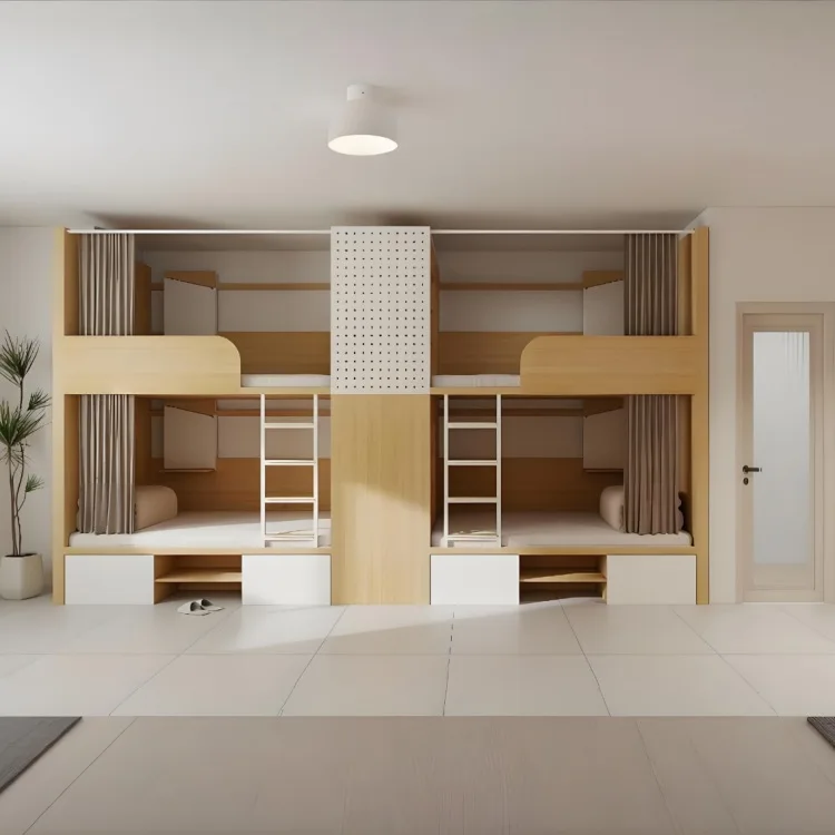 Furniture Factory Hotel Bunk Bed Double Space Capsule Bunk Bed Dormitory Loft Apartment Bed with Cabinet