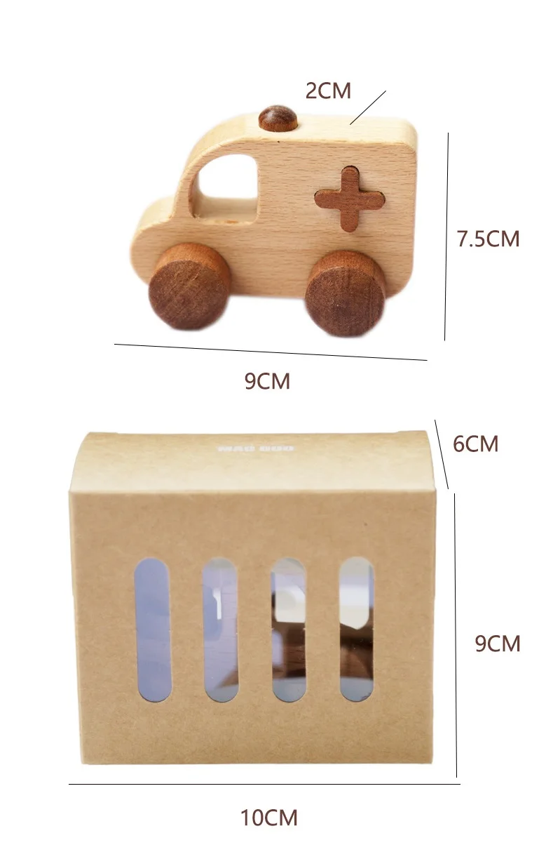 Solid Wood Rescue Toy Car Unisex Paintless Early Childhood Education Wooden Toys for Children