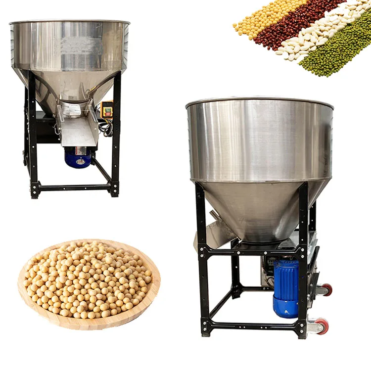 High Efficiency Mobile Stainless Steel Mixer Seed Coating Machine Price  small vertical animal pig feed mixer