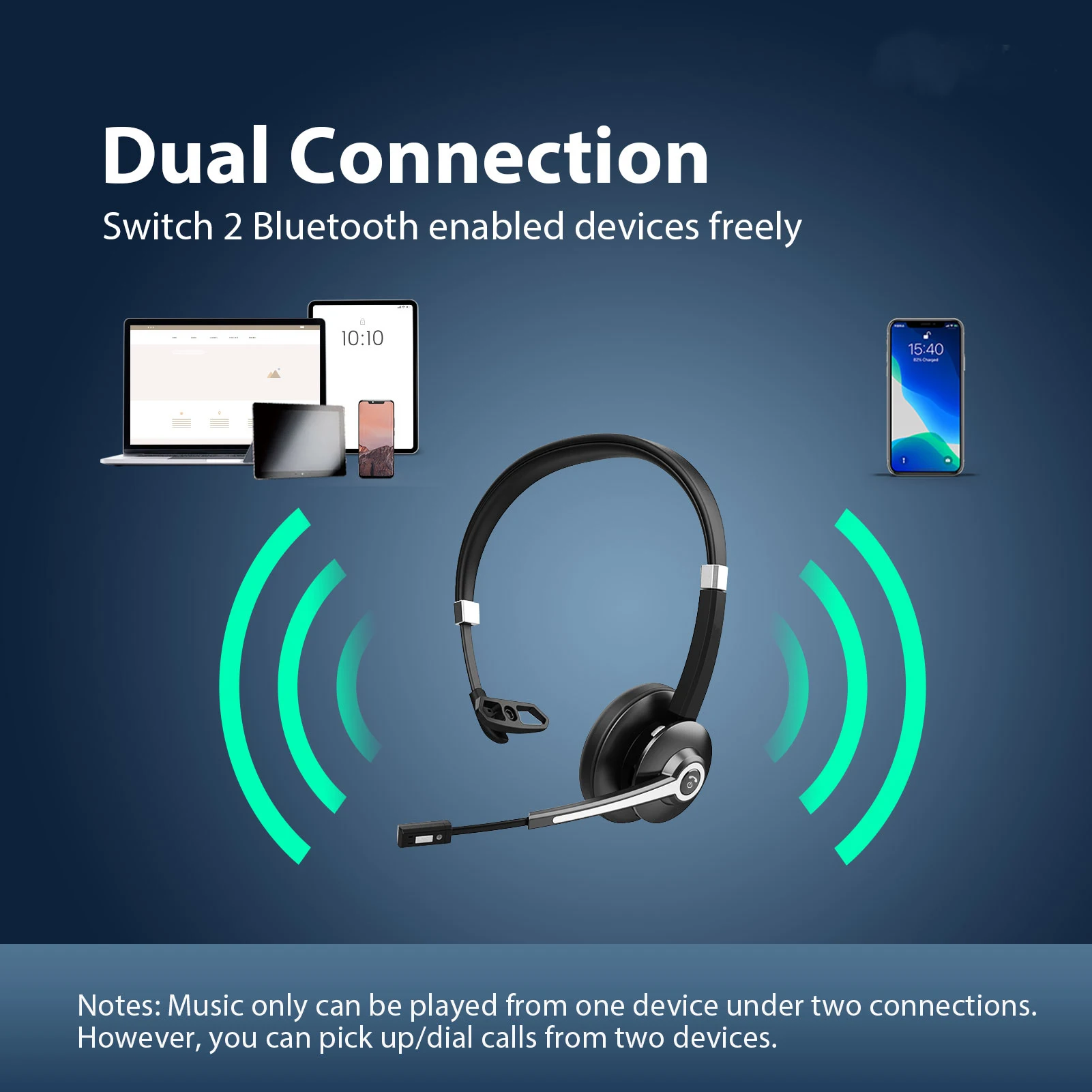 BT-683C Bluetooth Call Center Headset with ENC Microphone for Truck Drivers Computer