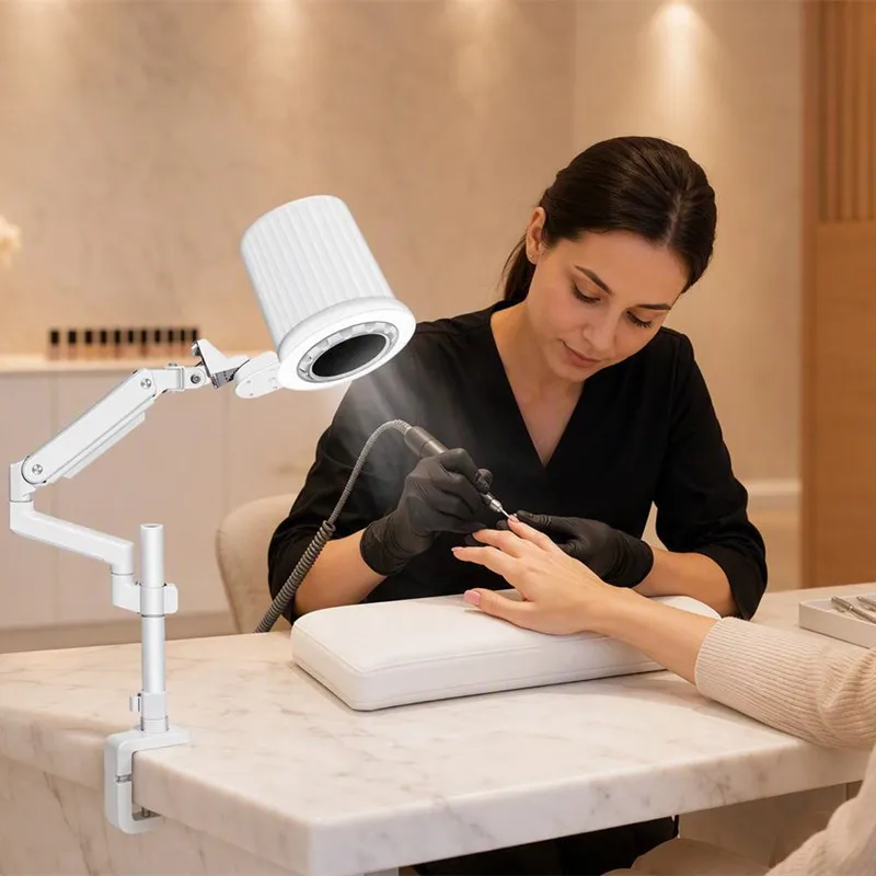 Top Suction 110W Nail Dust Collector Overhead Table Mounted Nail Dust Extractor for Nail Salon Gel Acrylic Filing Dust Removal