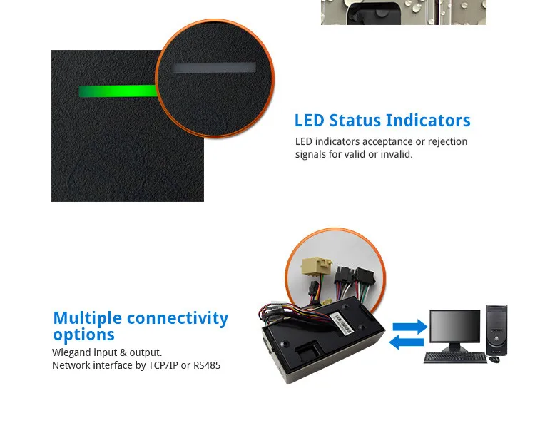 防水户外金属tcp/ip Rs232/485 Wiegand网络安全rfid生物指纹门禁系统