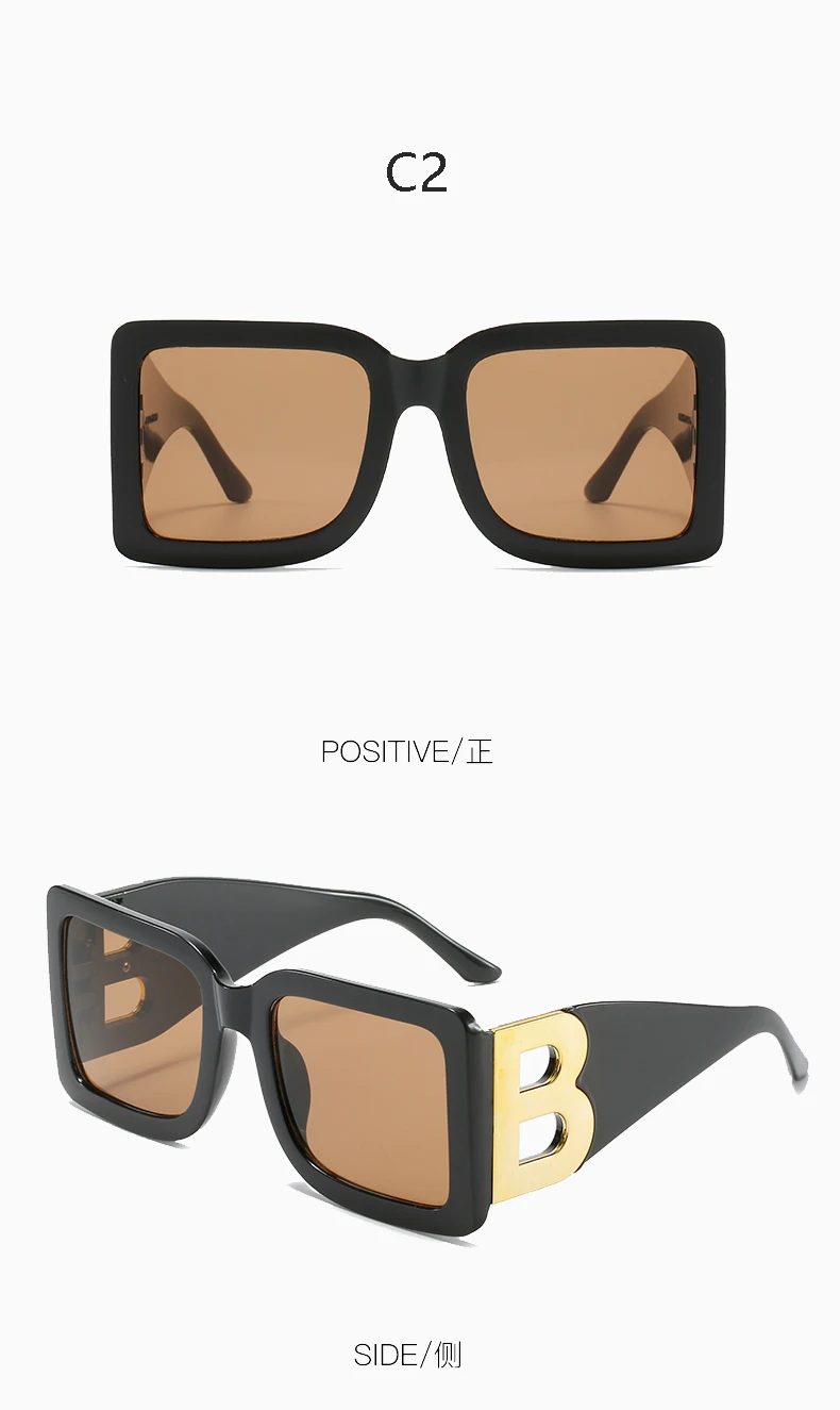Retro Big Frame Square Sunglasses - Oversized Unisex Shades  display picture 2