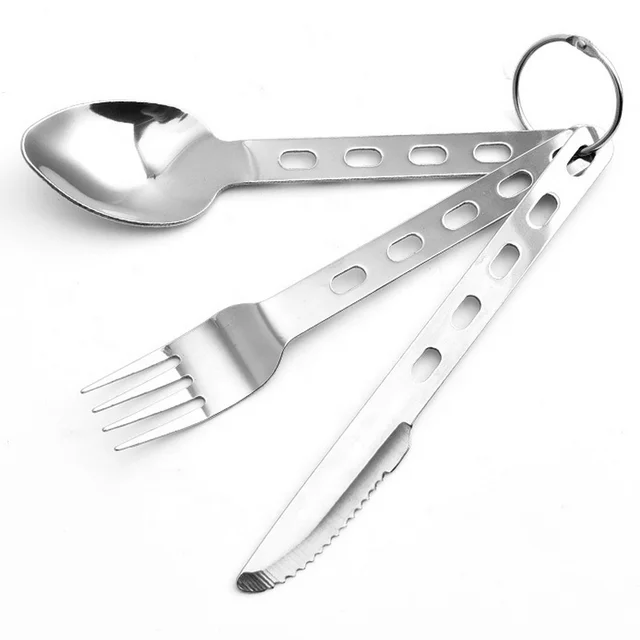 Hot Sale Outdoor Travel Portable Tableware 420 Stainless Steel Knife Spoon Fork Tableware Set Camping Tableware Set