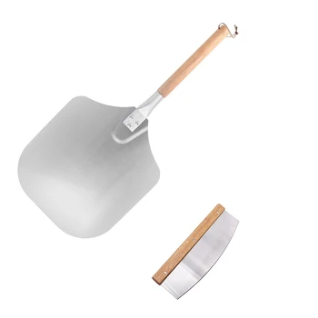 2pk Pizza Tools Set Aluminum Detachable Baking Spatula Pizza Peel with Pizza Rocker Cutter Set