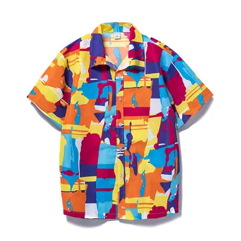 Quick Dry Men Beach Wear Mens Short Sleeve Hawaiian Shirt Printed Polyester Custom Hawaiian Shirt