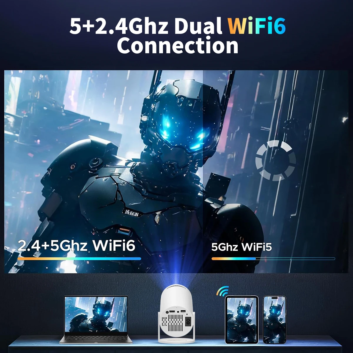 Portable Mini Projector 4K HY300 Pro Smart Wifi Android 12 Home Theater Outdoor Video Proyector Full Hd Mobile Phone Projectors