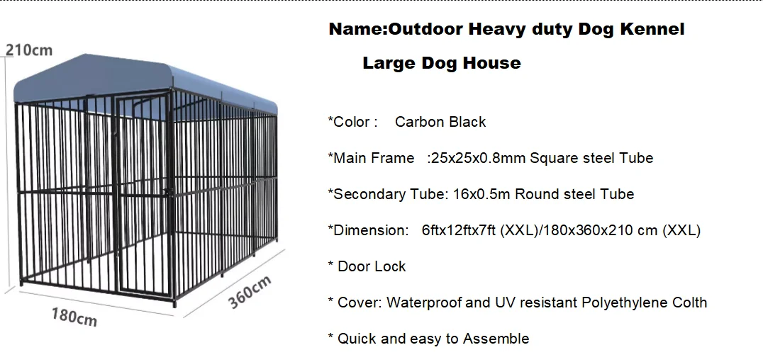 Sturdy Dog Kennel - Easy Assembly Outdoor Quadrate Cage
