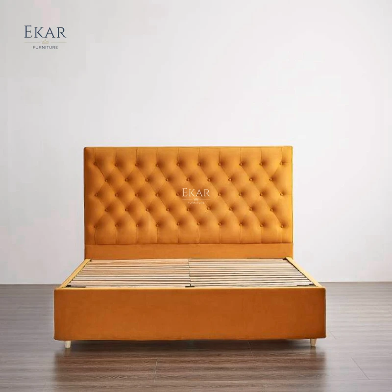 product new design ekar eco leather half leather bedroom queen bed-64