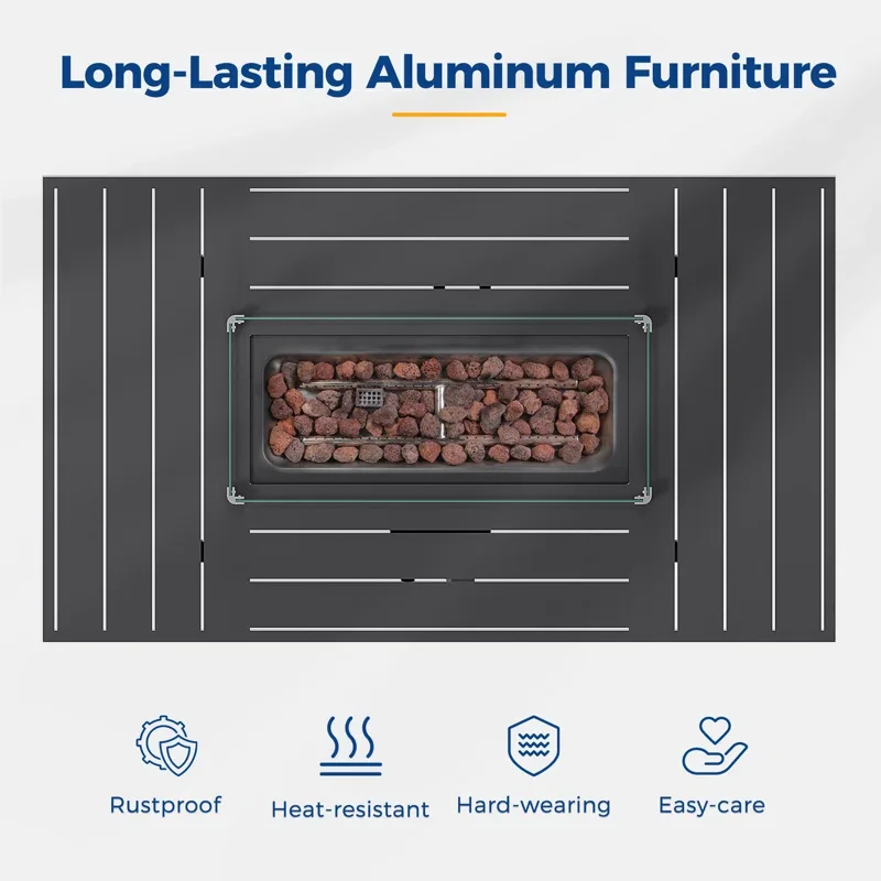 product high quality wholesale garden sofa set garden furniture sofa 7 persons sofa seating group outdoor seating group with fire pit-9