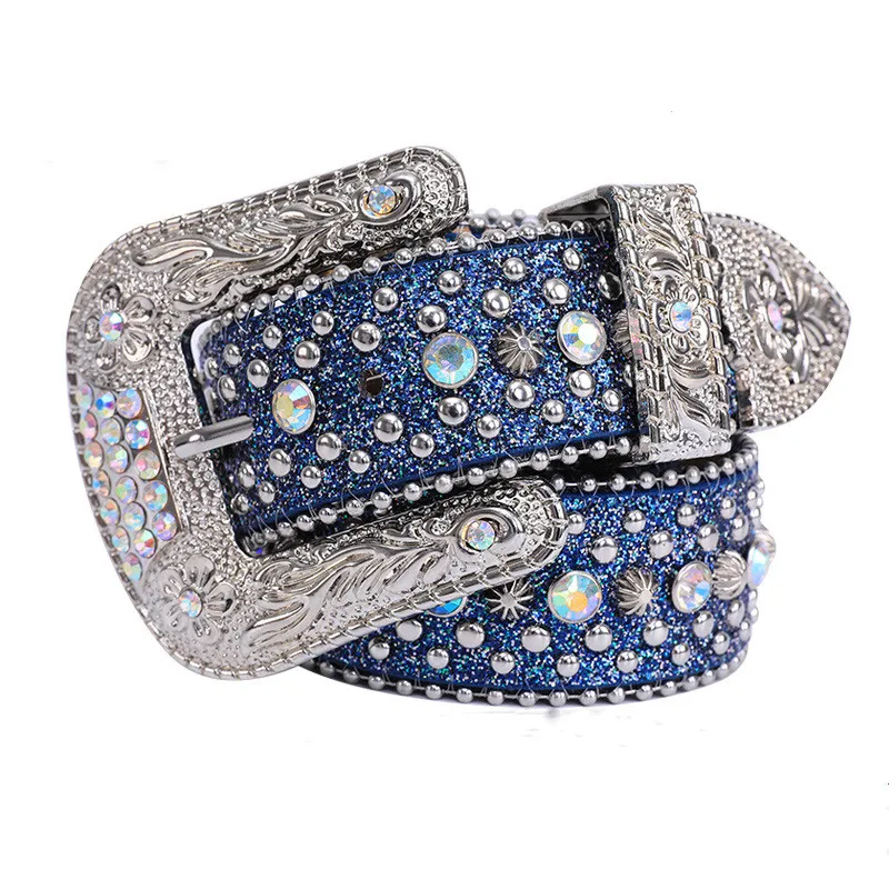 Shinning Luxury Crystal Rhinestone Belts Men Women Unisex Diamond ...