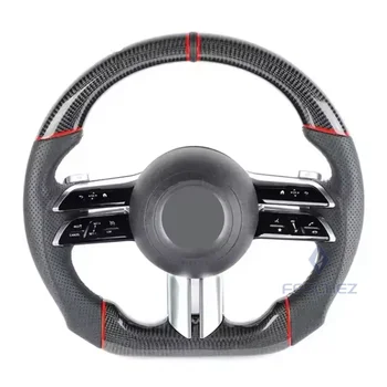 Modified New Style Carbon Fiber Leather Steering Wheel For Mercedes Benz C E Class W204 W205 W211 W212 W222 Amg Gt