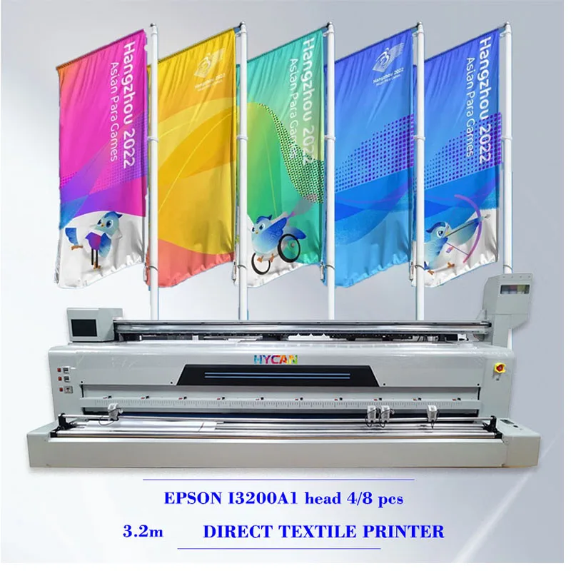 Custom I3200A1 4 Head 3.2m All in One Outdoor Canvas Advertising Inkjet Flag Fabric Textile Printing Machine