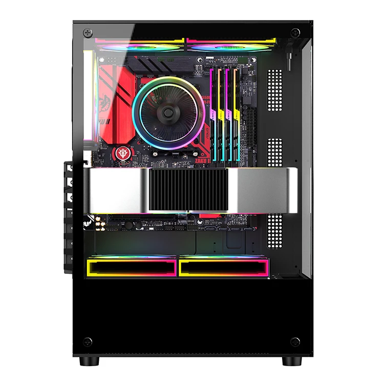 Ruix Phantom 2 Black SPCC Tempered Glass Computer Case ATX Mid Tower MATX Transparent CPU Cabinet Gaming Pc Case