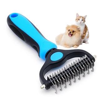 Pet open knot comb Grooming Tool Wide Brush Double Sided Shedding Dematting Undercoat Rake Comb Dogs and Cats