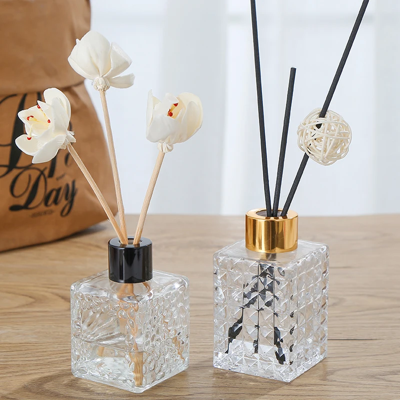 Luxe Transparante Vierkante Lege Graveer Glazen Reed Diffuser Fles