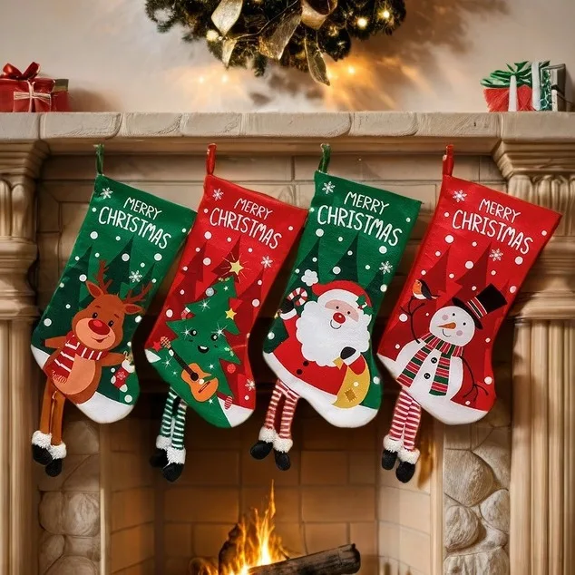 New Christmas stocking decoration Snowman gift bag Christmas tree ornament gift stocking fireplace pendant