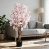 Albero in vaso di fiori di ciliegio artificiali rosa chiaro da 120 cm