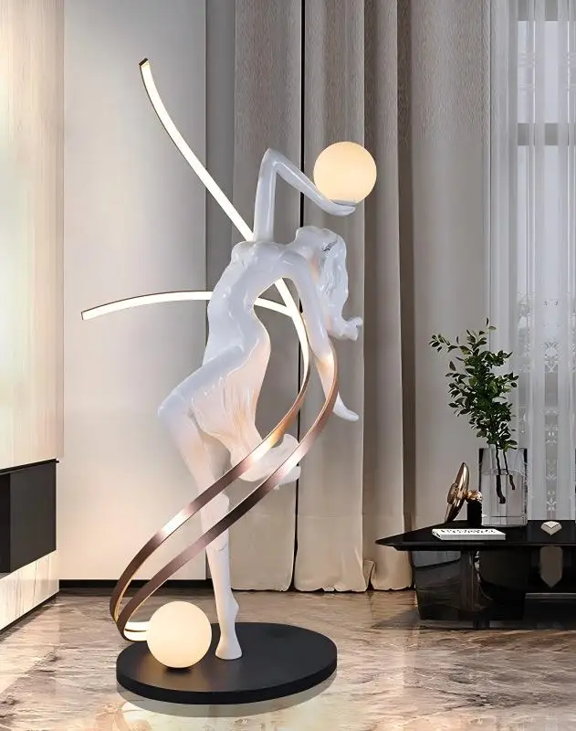 Hanging Light Clubs Bar Decor Art Dancing Girl Ornament Modern Indoor Led White Sculpture Floor Lamp Ballerina