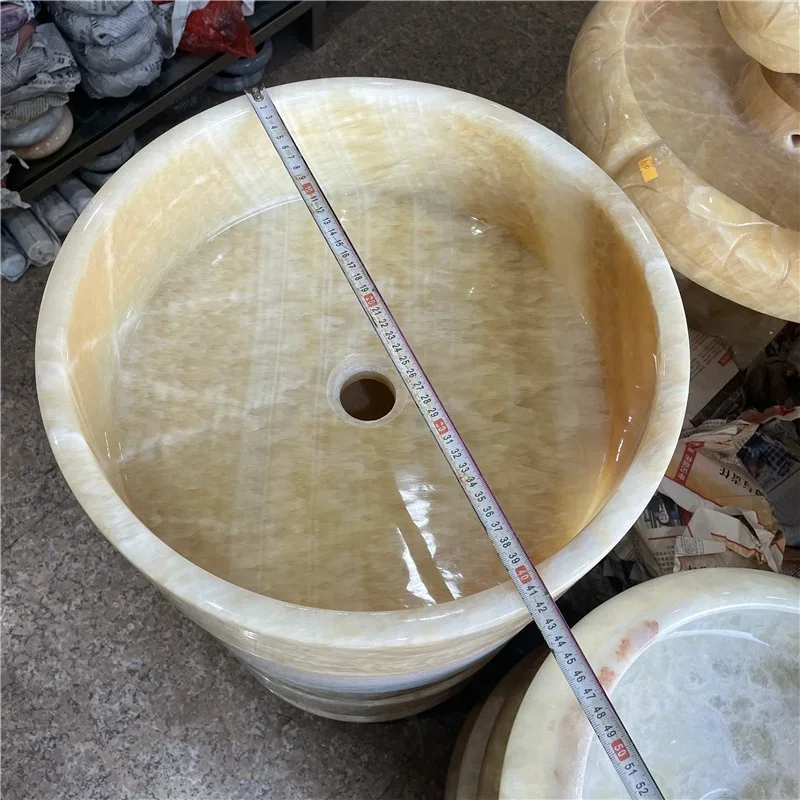product wholesale price luxury round yellow onyx sink for home and hotel bathroom decor batural round onyx sink-5