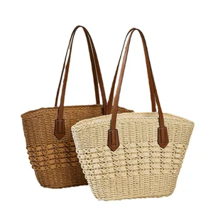 New Design Simple Straw Bag French Large Capacity Tote Bag Leisure Holiday Beach Bag for Ladies