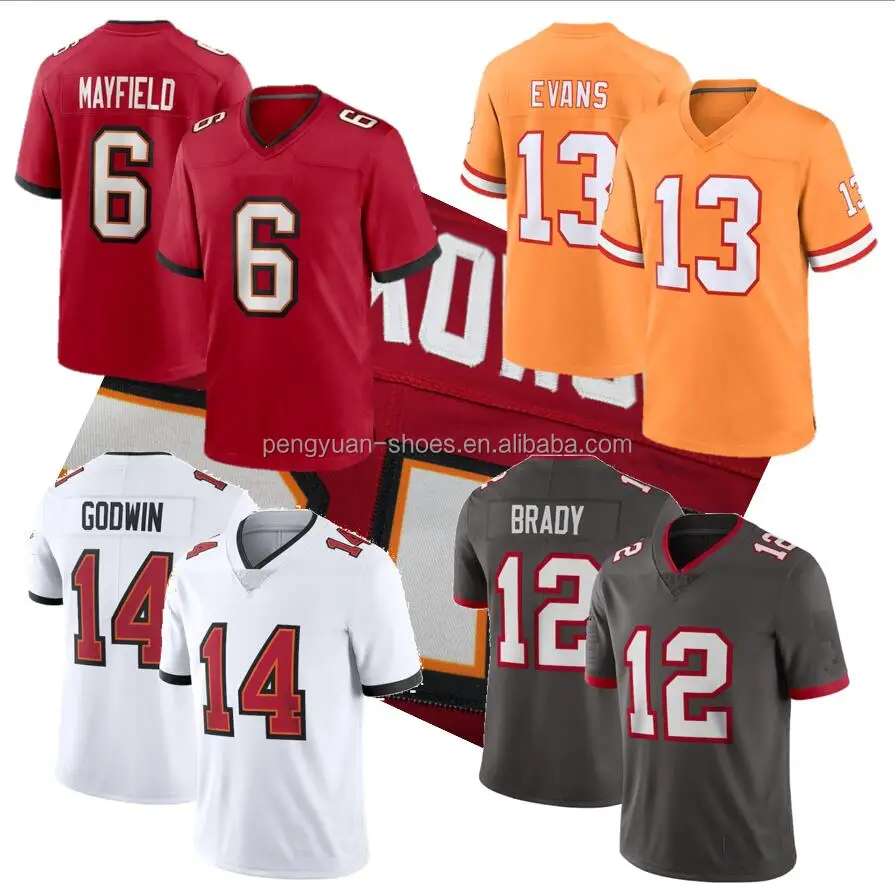 Лучшее Качество #6 Baker Mayfield #12 Tom Brady #13 Mike Evans #14 Chris Godwin майка для американского футбола