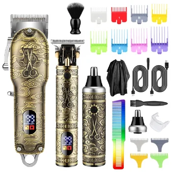 High quality Professional Salon USB rechargeable electric Blade Men'S Barber Machine Hair Trimmer Clipper Set for men