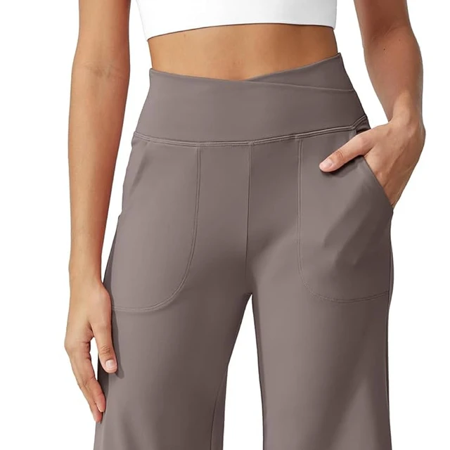 Capri Pants for Women 14" Knee Length Wide Leg Yoga Capris Dressy Casual Summer Crop Pants with Pockets