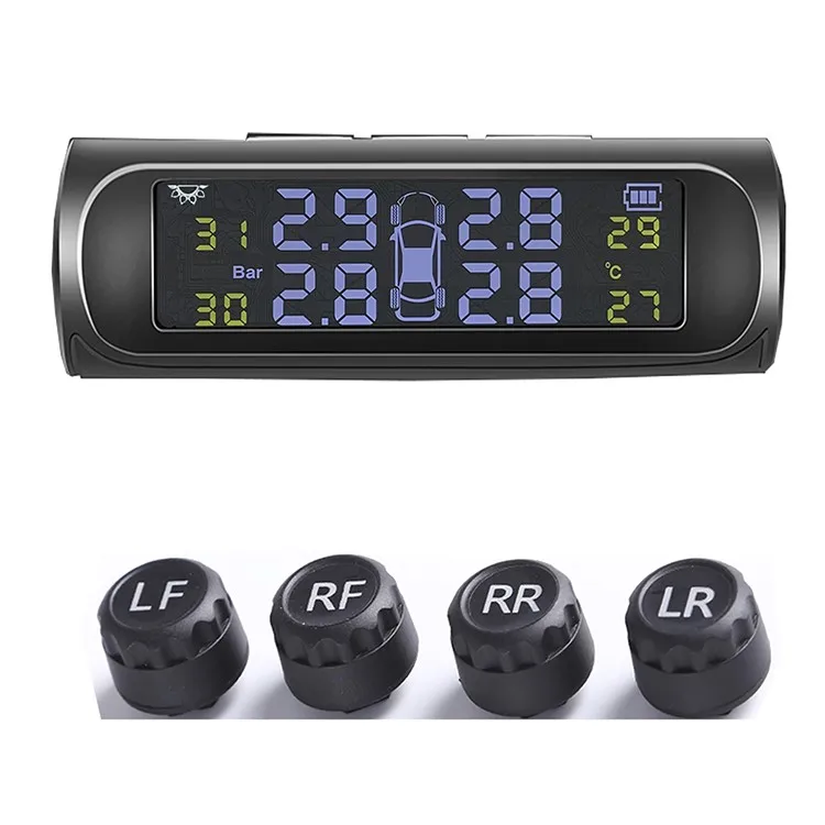 Solar Windshield TPMS Tire Pressure Monitoring System Car Wireless Tyre Pressure Alarm Internal Pressure Sensor