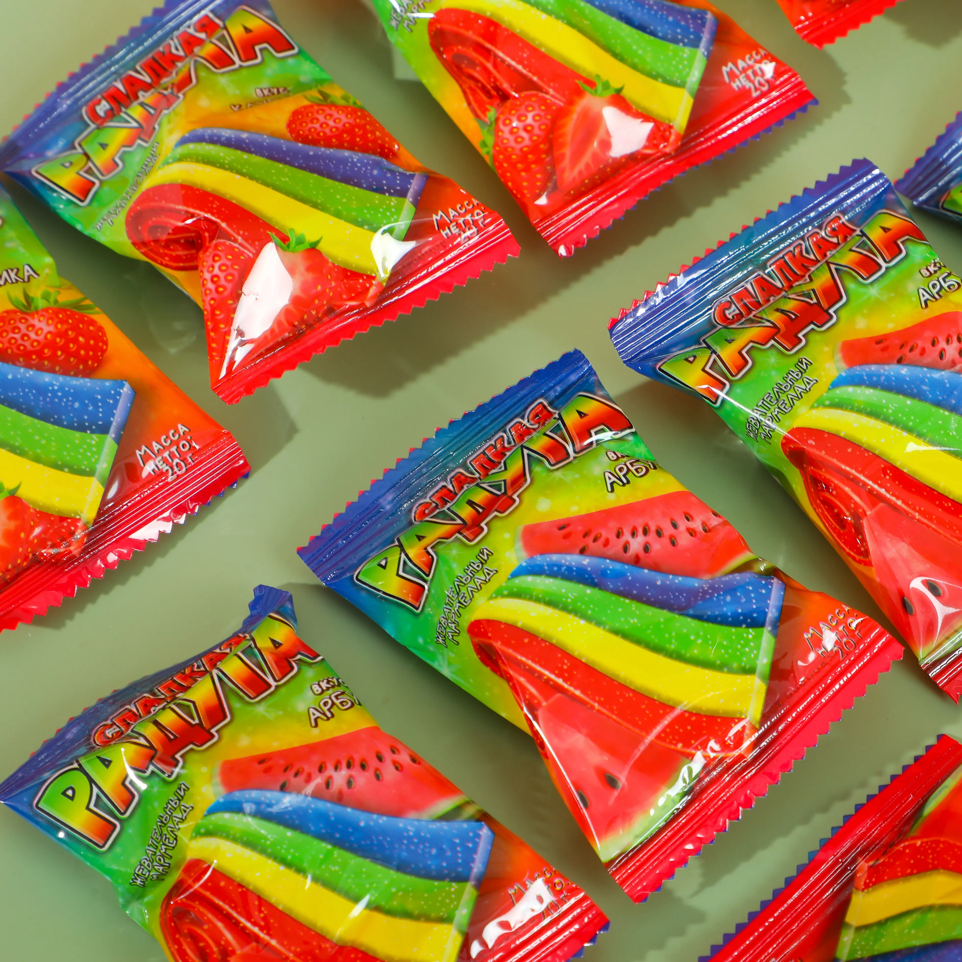 Wholesale Customize Gummy Rainbow Low Sugar Sour Belt Strips Chew Candy ...