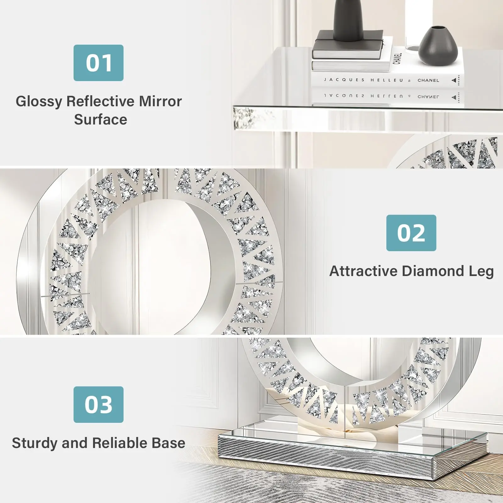 Elvarenae Estara Mirrored Console Table — product detail