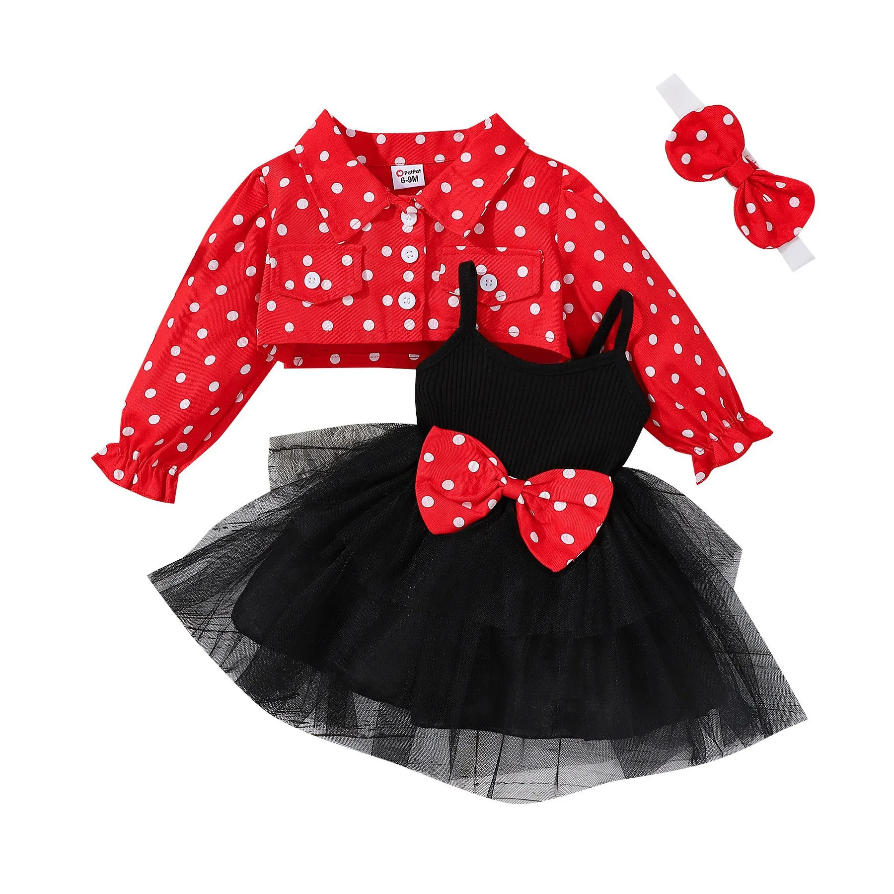 Sets Summer Girls Dress Factory Sale Dot Print Mickey Style Coat