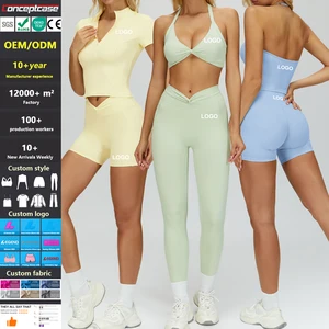 Custom Fabric Style Color Logo Quick-Drying Tight Conjunto De Yoga Clothes Women Gym Fitness Workout Running Sport Yoga Wear Set